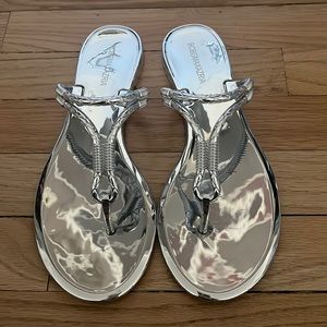 BCBGMAXAZRIA Silver Mirrored Sandals